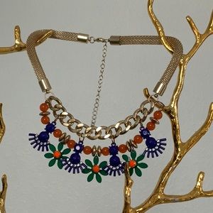 Gold Necklace with Flower Beading